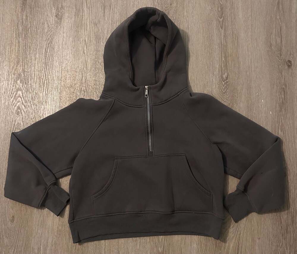 Automet Women's Cropped Half-Zip Oversized Fleece Hoodie